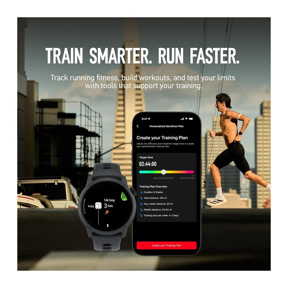 COROS PACE 4 Ultraleichte Sportuhr- Schwarz Silikon — 6