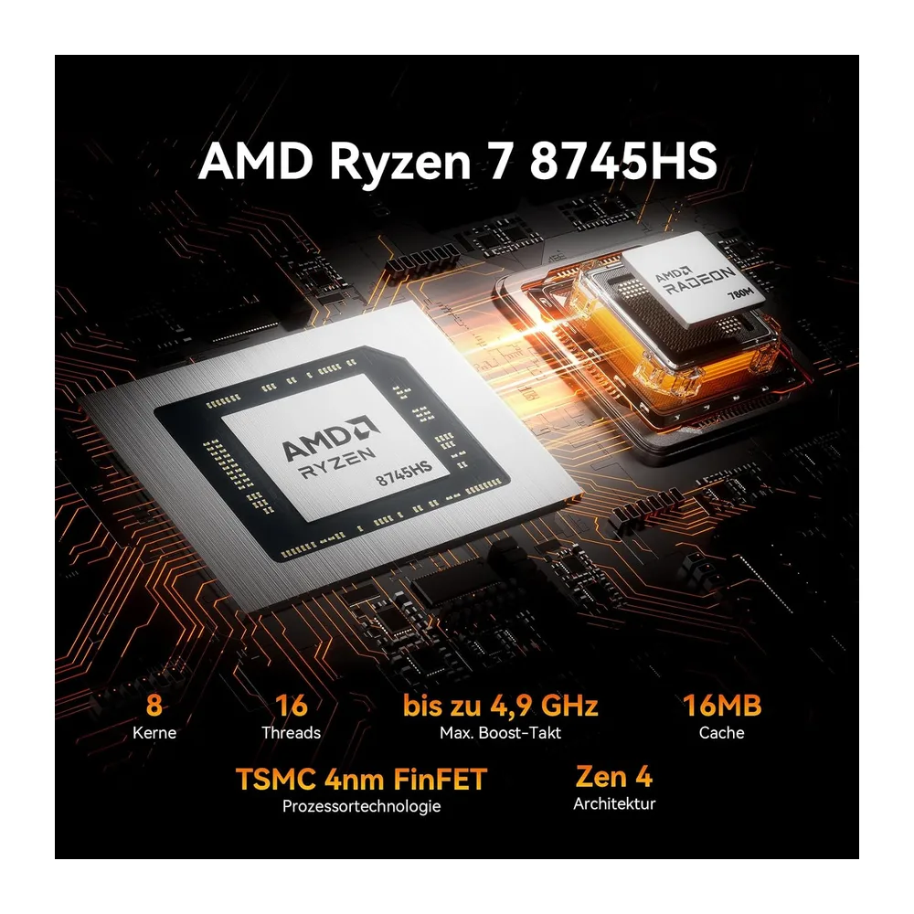 GEEKOM Business Mini PC A8 Max mit AMD Ryzen 7 8745HS — 3