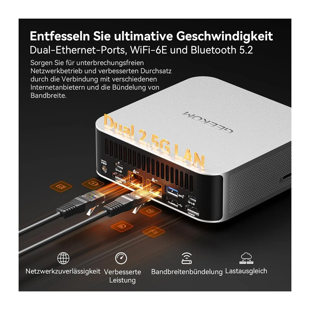 GEEKOM Business Mini PC A8 Max mit AMD Ryzen 7 8745HS — 4