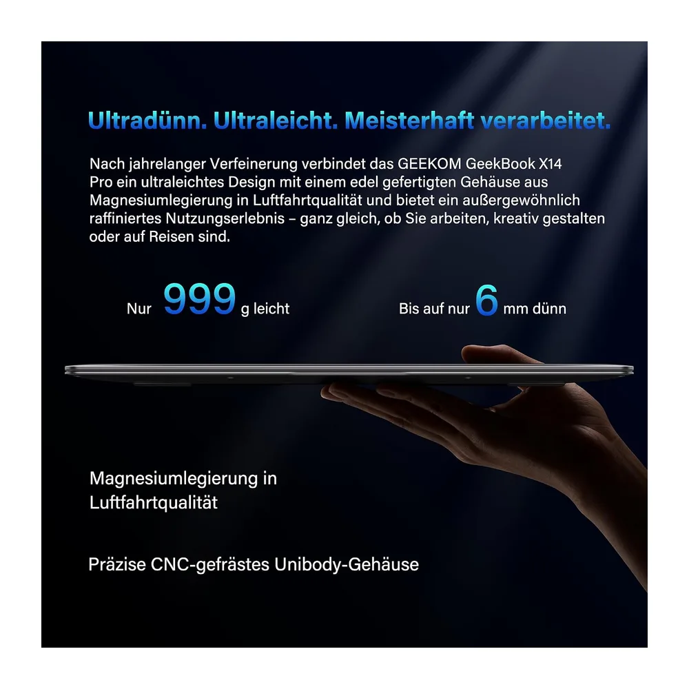 GEEKOM GeekBook X14 Pro Laptop, 999 g Ultraleicht, 14" 2.8K OLED Notebook — 3