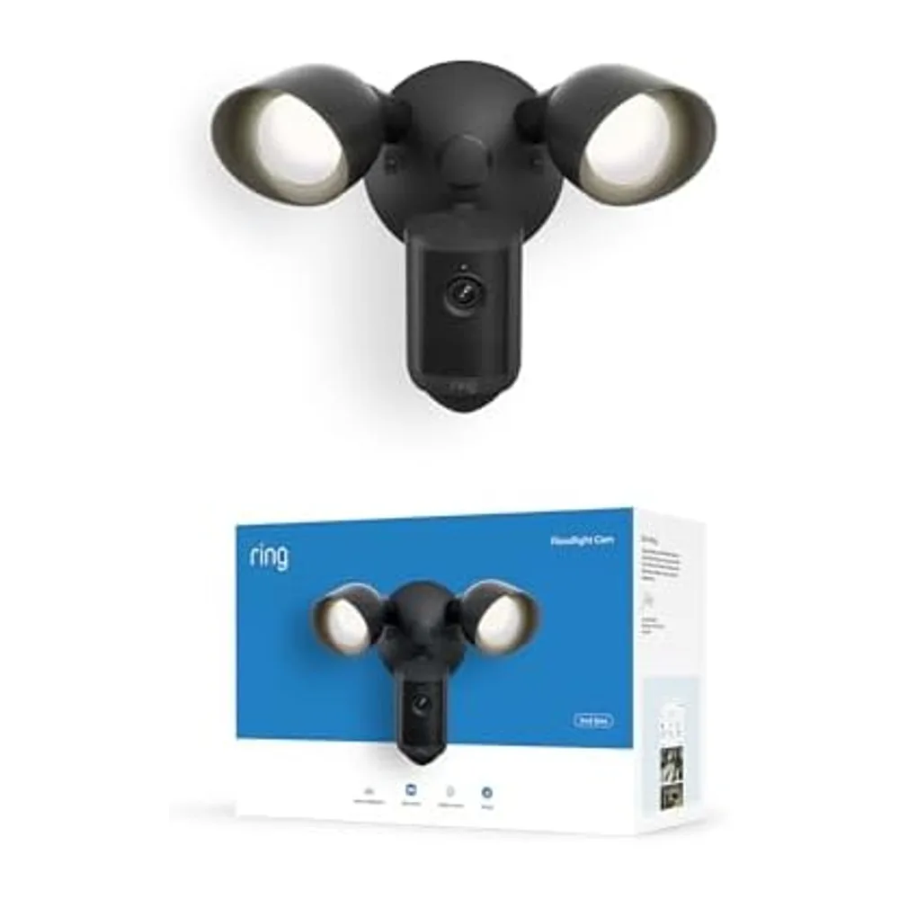 Ring Floodlight Camera 2K, Flutlichtkamera, festverdrahtet (neueste Gen.), Weitwinkel-Video in Retinal 2K, — 2