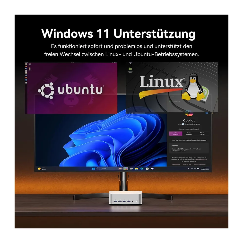GEEKOM Business Mini PC AI A8 Max mit AMD Ryzen 9 8945HS — 6