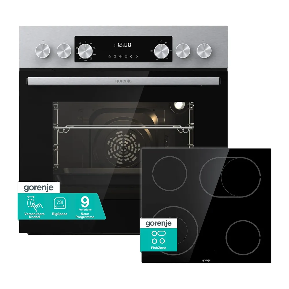 Gorenje Einbau-Herd-Set Inox Air Set mit Glaskeramik-Kochfeld