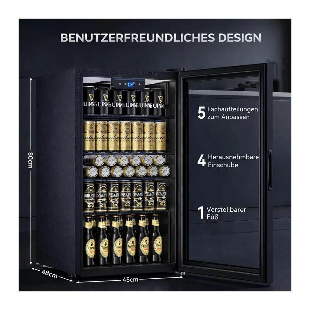 TRIUMPHKEY 86L Getränkekühlschrank, 4 Ablagen, 130 Dosen, frostfrei [Energieklasse B] — 5