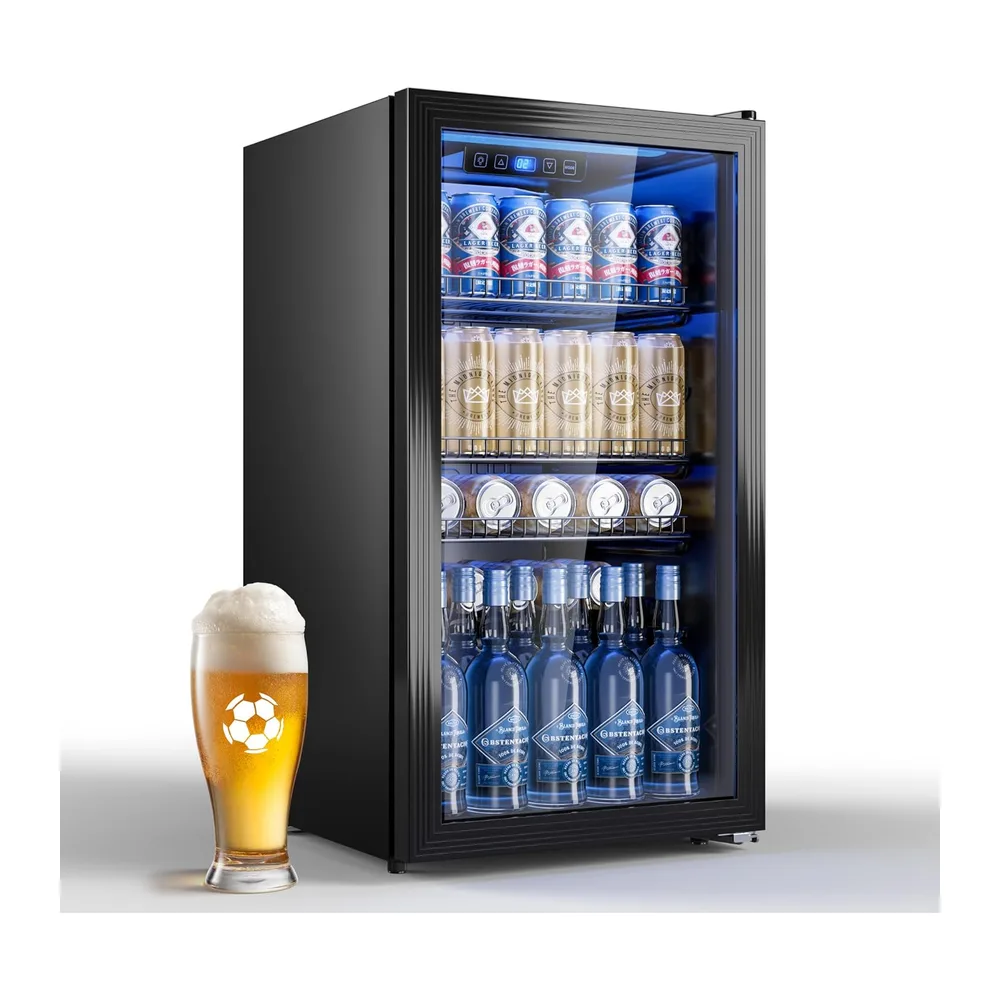 TRIUMPHKEY 90L Mini-Kühlschrank mit Glasfront (Glastür)