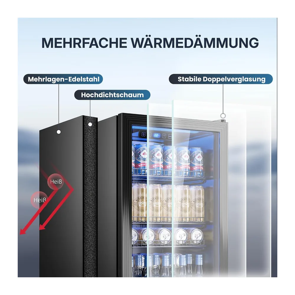 TRIUMPHKEY 90L Mini-Kühlschrank mit Glasfront (Glastür) — 3