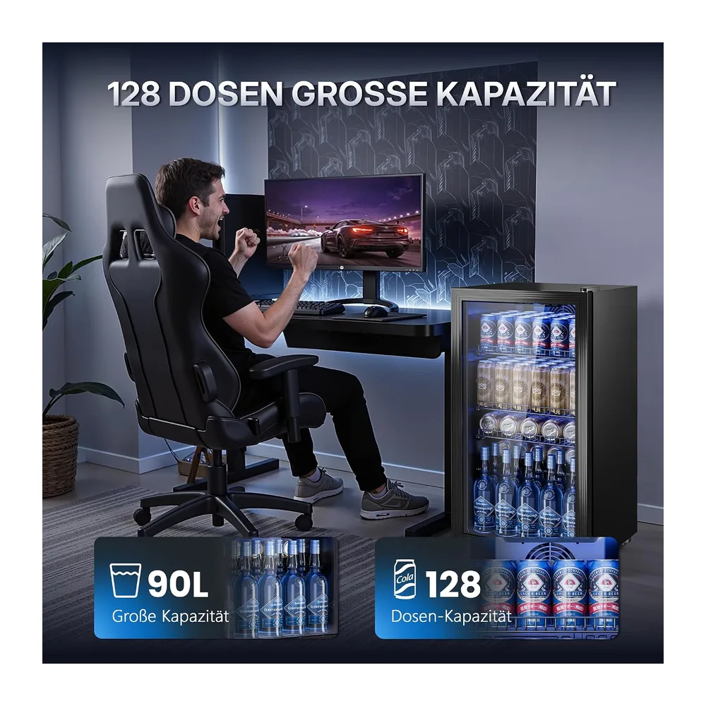 TRIUMPHKEY 90L Mini-Kühlschrank mit Glasfront (Glastür) — 4