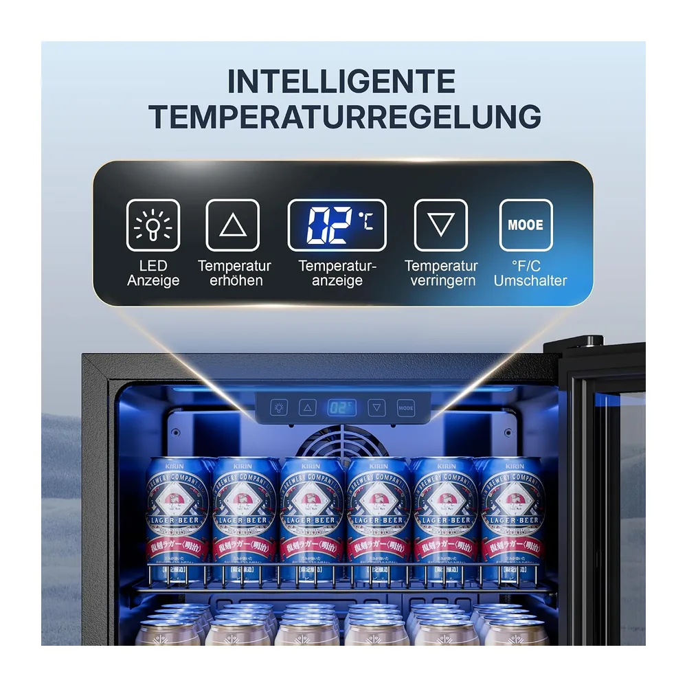 TRIUMPHKEY 90L Mini-Kühlschrank mit Glasfront (Glastür) — 5