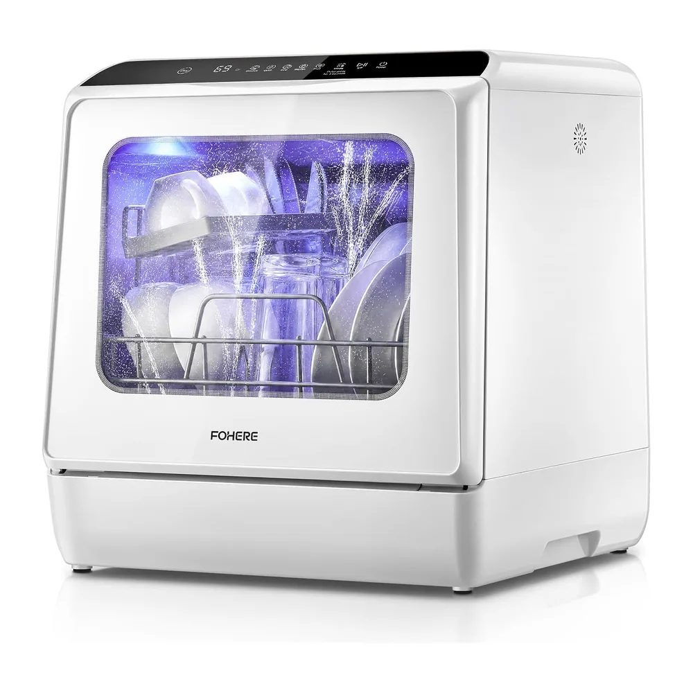 FOHERE Mini Tischgeschirrspüler 5L Wassertank ohne Installation für Camping [Energieklasse B]
