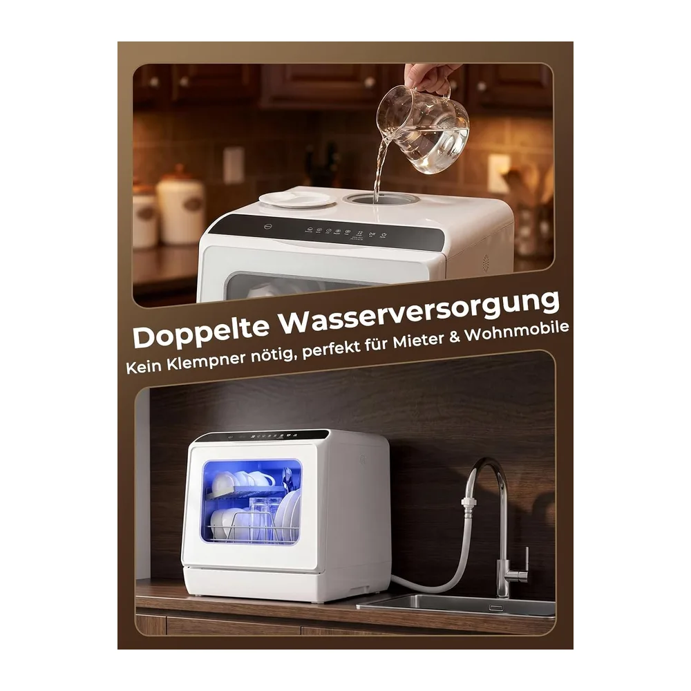 FOHERE Mini Tischgeschirrspüler 5L Wassertank ohne Installation für Camping [Energieklasse B] — 2