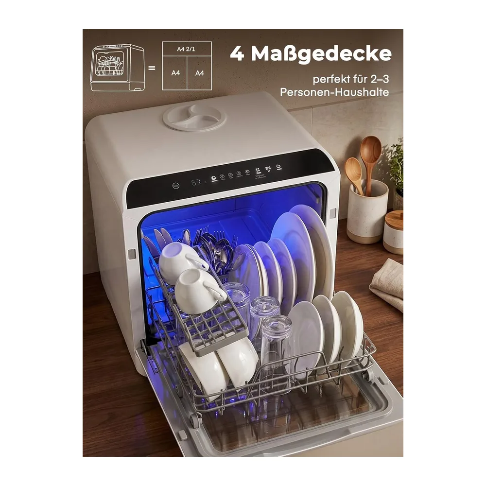 FOHERE Mini Tischgeschirrspüler 5L Wassertank ohne Installation für Camping [Energieklasse B] — 4
