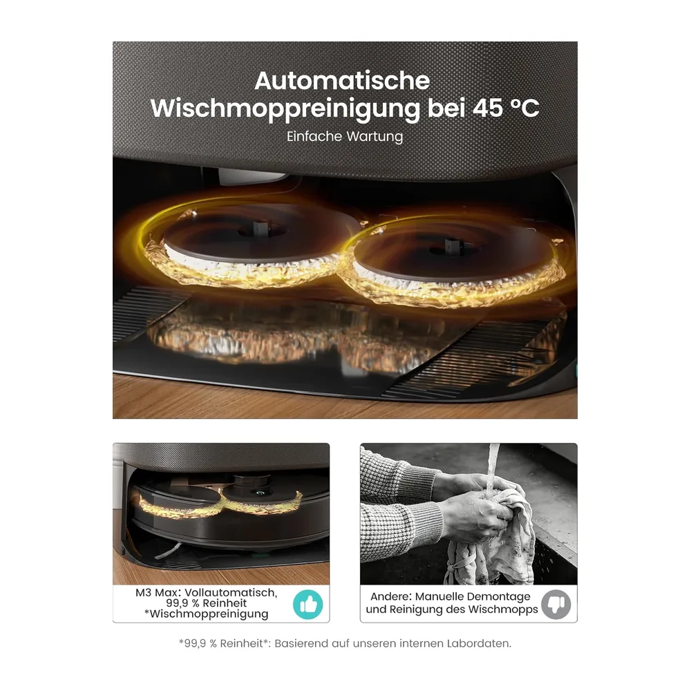 Lefant Saugroboter mit Wischfunktion 20000Pa 45°C Heißwasser-Moppwäsche — 3