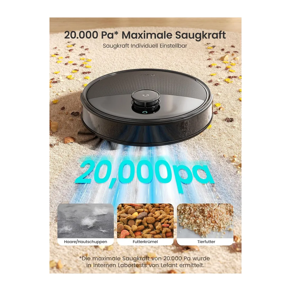 Lefant Saugroboter mit Wischfunktion 20000Pa 45°C Heißwasser-Moppwäsche — 4