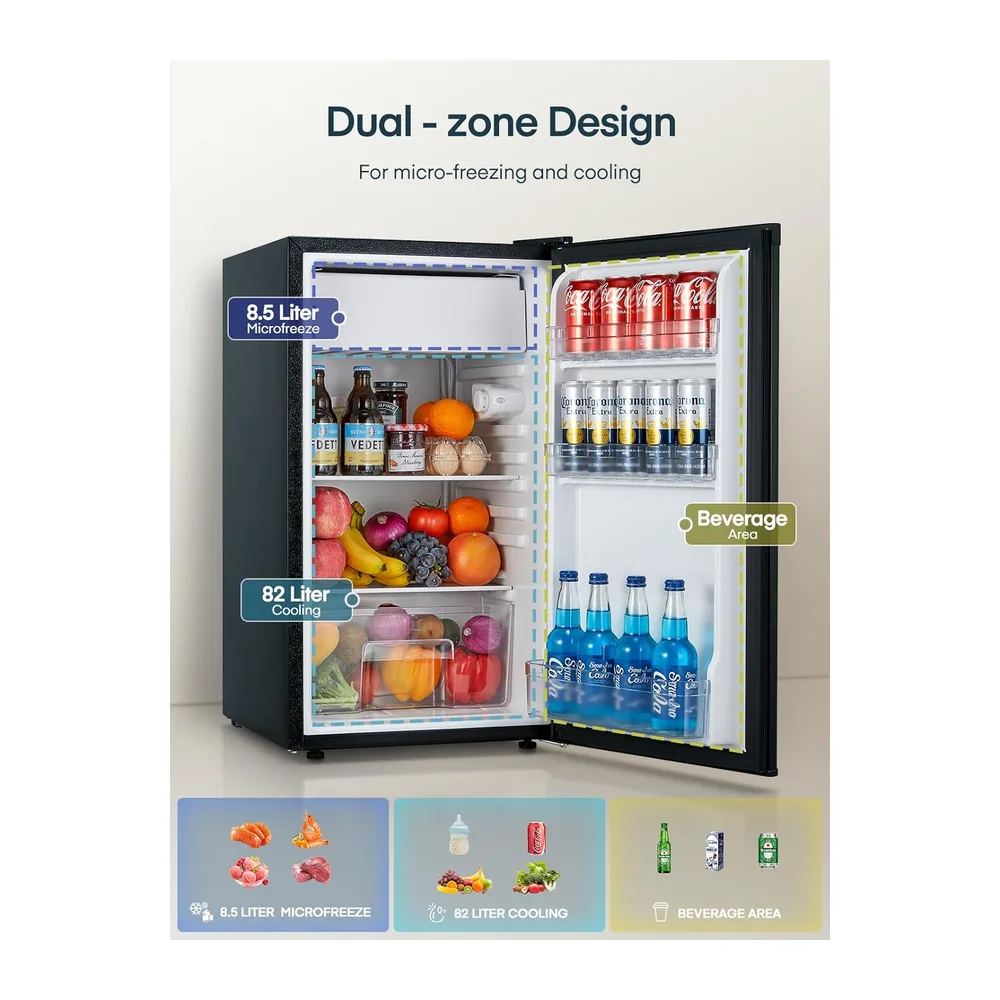 FOHERE 90L Kühlschrank mit Gefrierfach Klein & Gemüsefach — 2