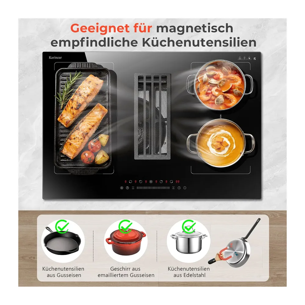 Karinear Induktionskochfeld mit Dunstabzug 77 cm — 2