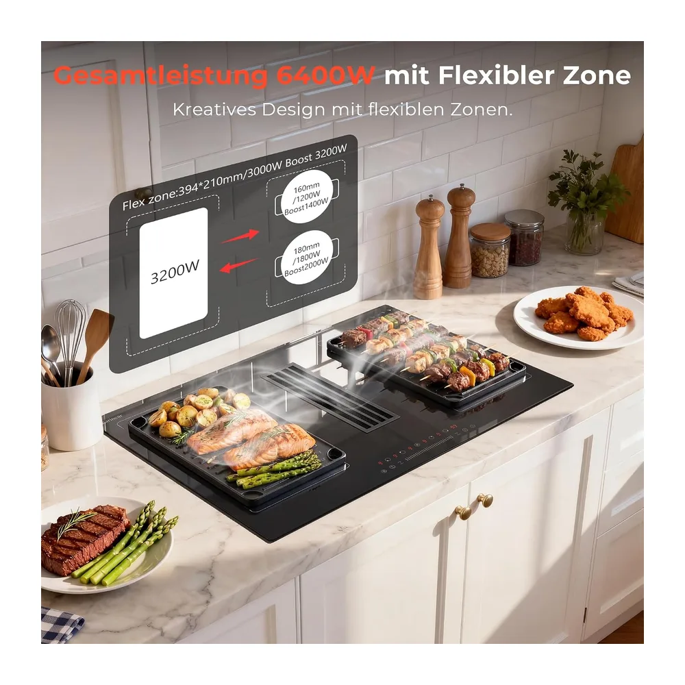Karinear Induktionskochfeld mit Dunstabzug 77 cm — 5