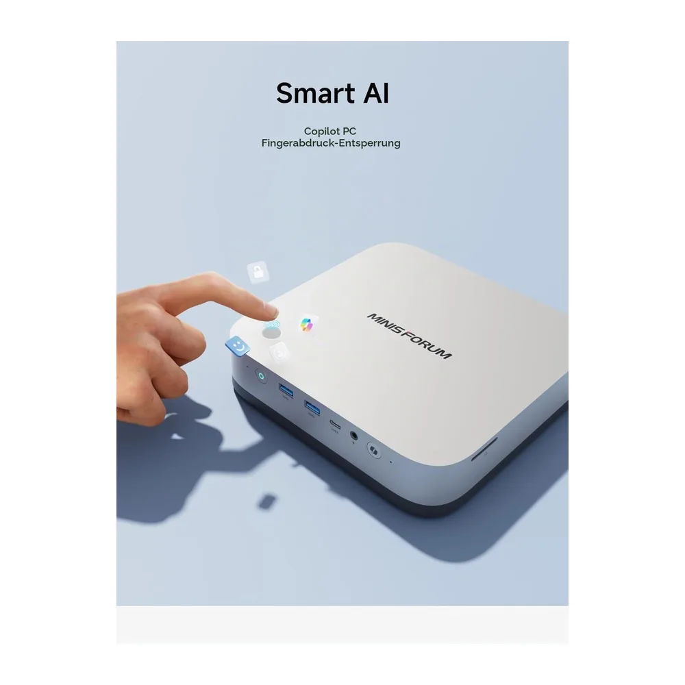 MINIS FORUM AI X1 Pro Mini PC, AMD Ryzen AI 9 HX370 (12 Kerne/24 Threads, bis zu 5,1 GHz) und AMD Radeon — 5