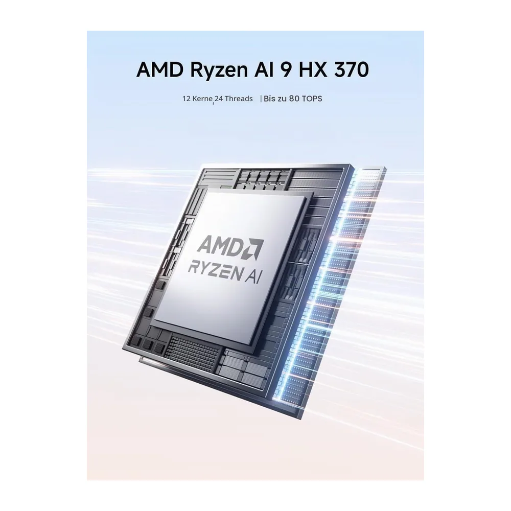 MINIS FORUM AI X1 Pro Mini PC, AMD Ryzen AI 9 HX370 (12 Kerne/24 Threads, bis zu 5,1 GHz) und AMD Radeon — 6