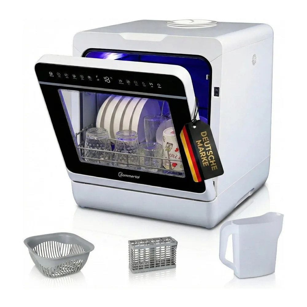 Sommertal SP9 Mini Geschirrspüler | 5L Tank, 10+1 Funkt., Touch, LED [Energieklasse D]
