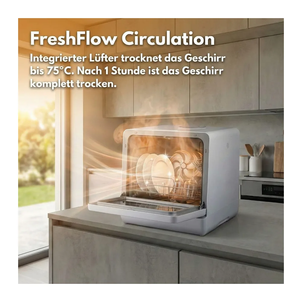Sommertal SP9 Mini Geschirrspüler | 5L Tank, 10+1 Funkt., Touch, LED [Energieklasse D] — 6