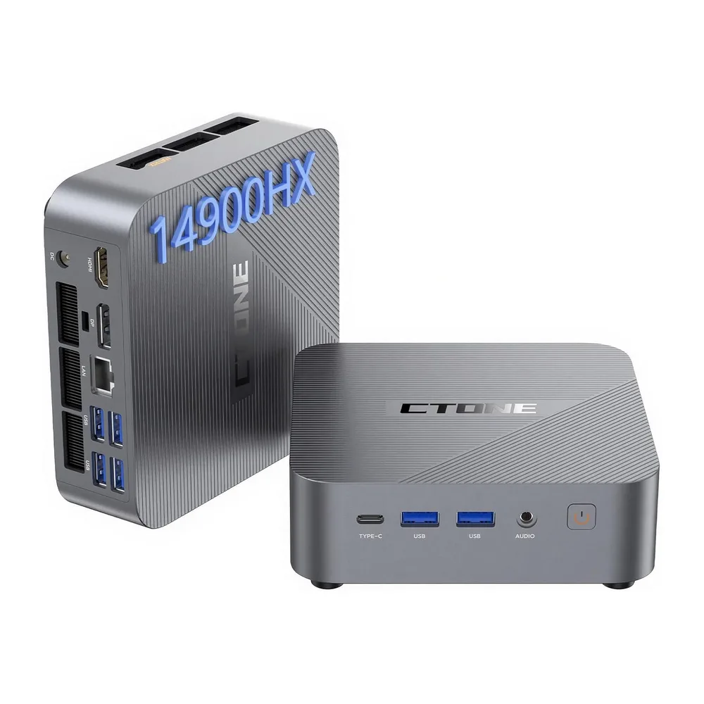 CTONE M2 Mini PC i9-14900HX, 32GB DDR4, 1TB NVMe SSD, Triple 4K