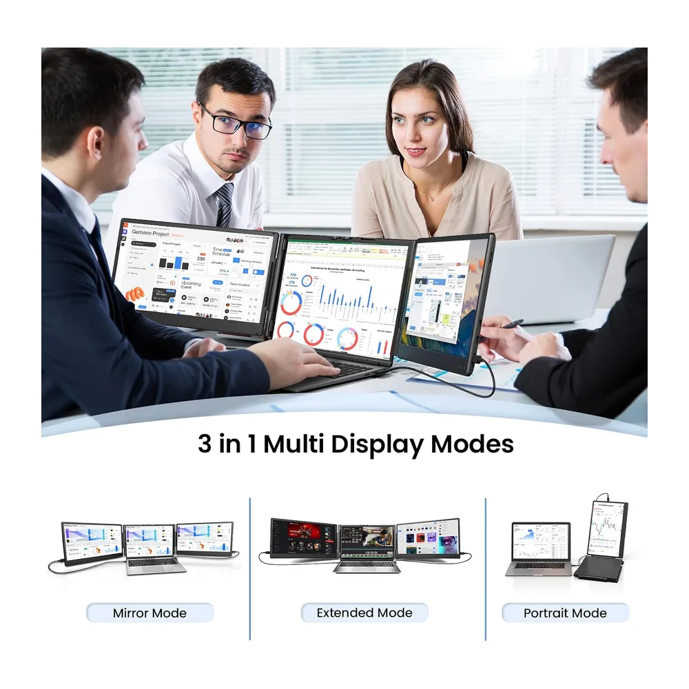 Laptop Bildschirm Erweiterung 14" 1080P Dreifacher Tragbarer Monitor — 6