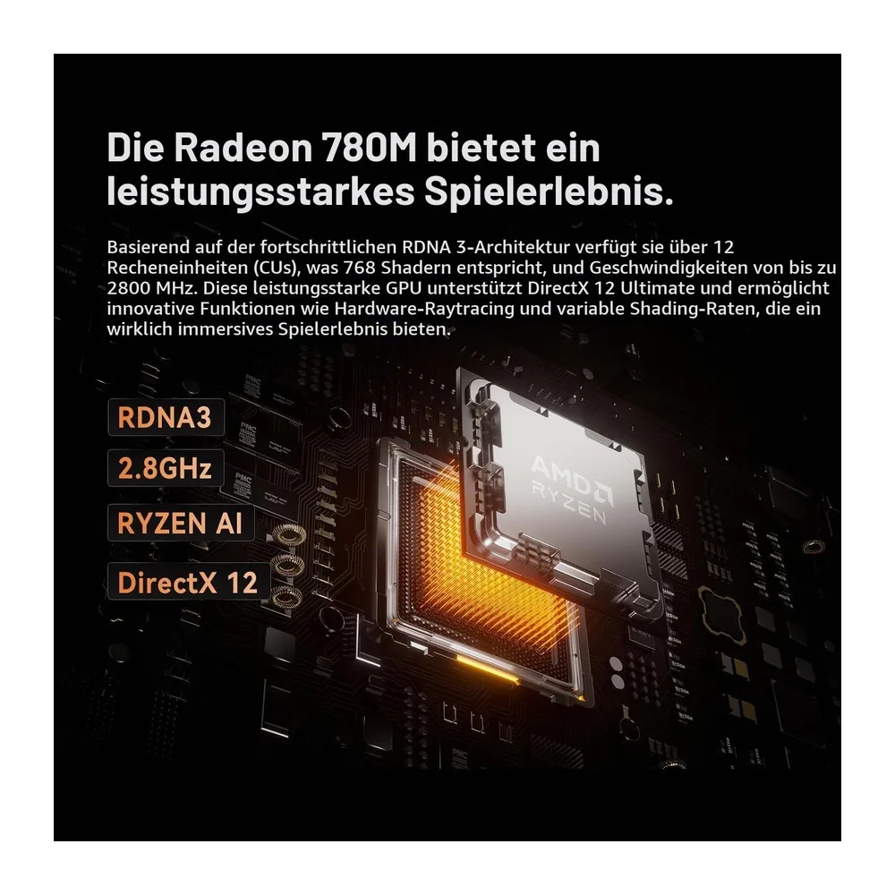 MINIS FORUM UM890 Pro Mini PC, AMD Ryzen 9 8945HS Prozessor, 8C/16T bis zu 5,2 GHz, AMD Radeon 780M, DDR5 — 5
