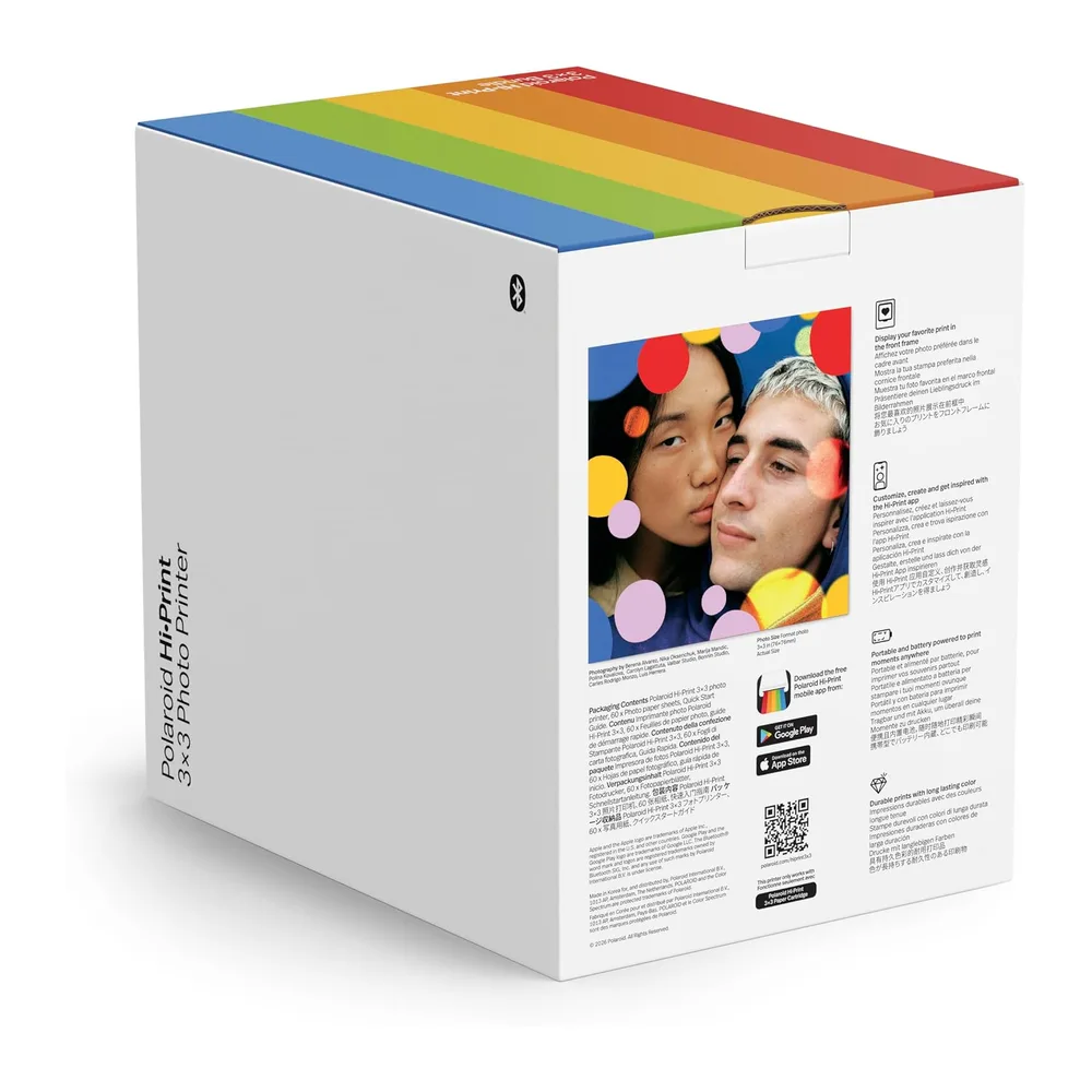 Polaroid - Bundle HiPrint 3x3 (7.6 cm x 7.6 cm) Pocket Bluetooth Fotodrucker Weiß + 60 Blatt (6647) — 4