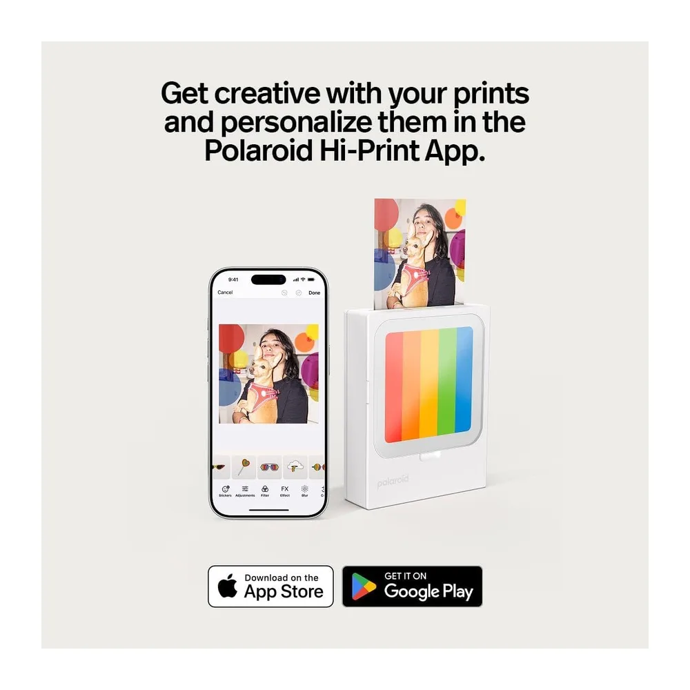 Polaroid - Bundle HiPrint 3x3 (7.6 cm x 7.6 cm) Pocket Bluetooth Fotodrucker Weiß + 60 Blatt (6647) — 5