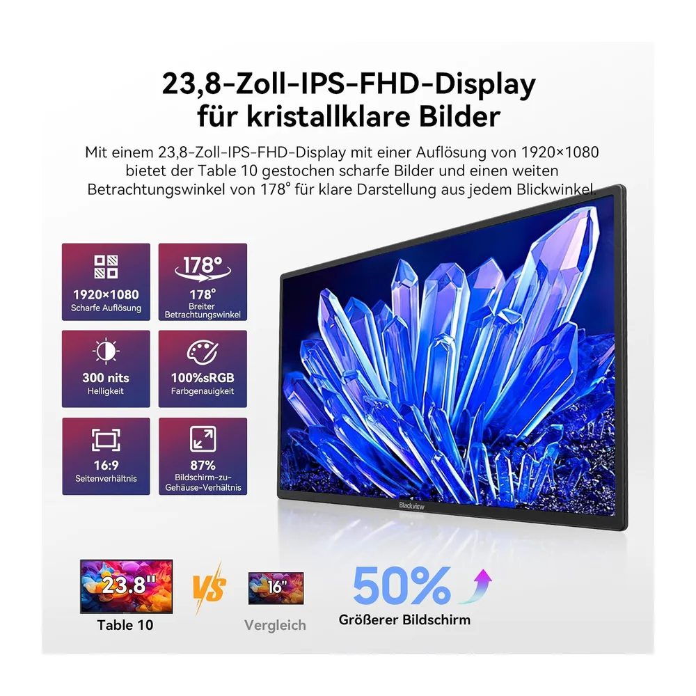 Blackview Portable Monitor, 23.8" 1080P FHD 100Hz Laptop Bildschirm Erweiterung, IPS Gaming Monitor, 90° — 2