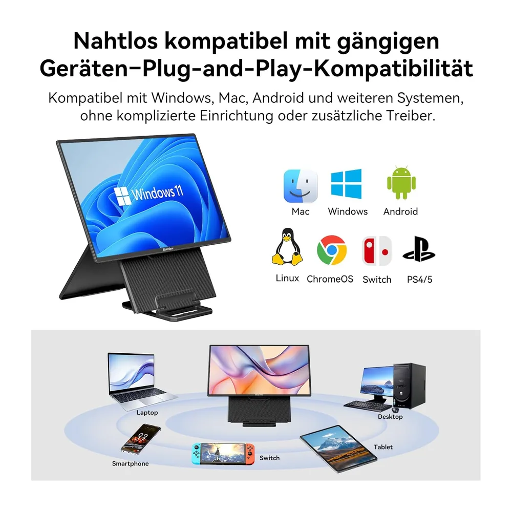 Blackview Portable Monitor, 23.8" 1080P FHD 100Hz Laptop Bildschirm Erweiterung, IPS Gaming Monitor, 90° — 5
