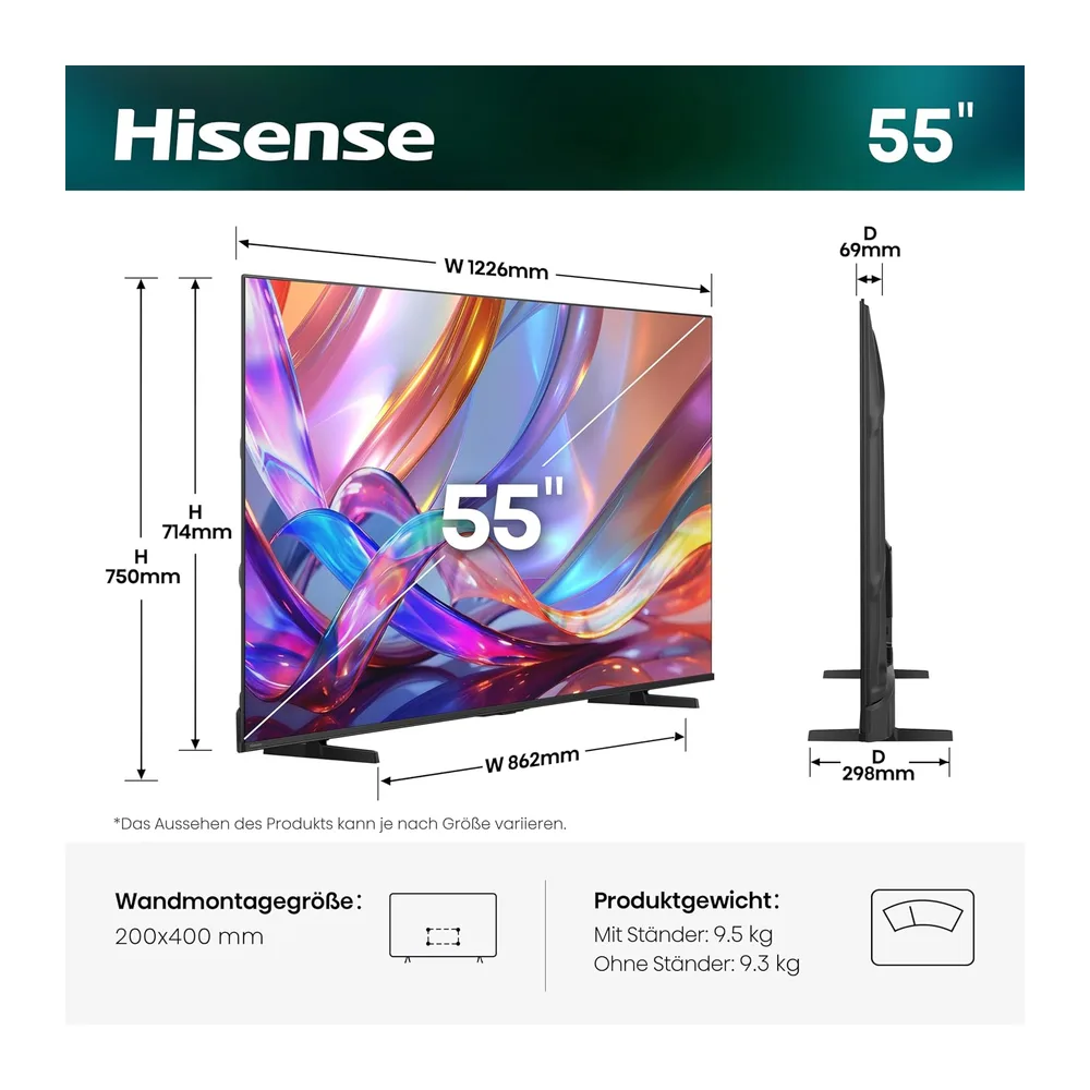Hisense 55E7DS Fernseher 55 Zoll, 4K UHD QLED, Smart TV, Hi View AI Engine, 60Hz Game Mode Plus, Dolby Vision — 2