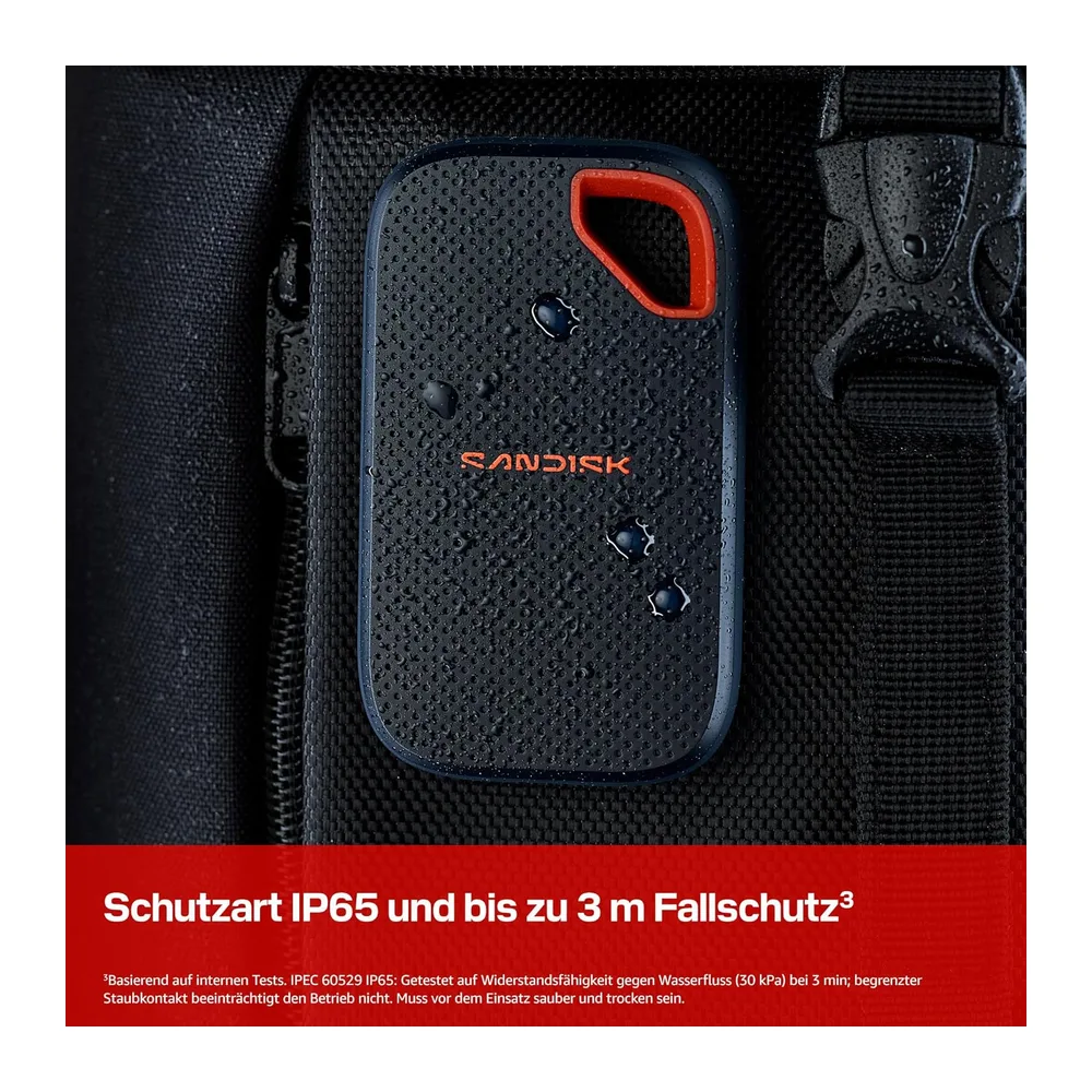 SANDISK Extreme Portable SSD 2 TB (Übertragungsgeschwindigkeiten von bis zu 2.000 MB/s — 3