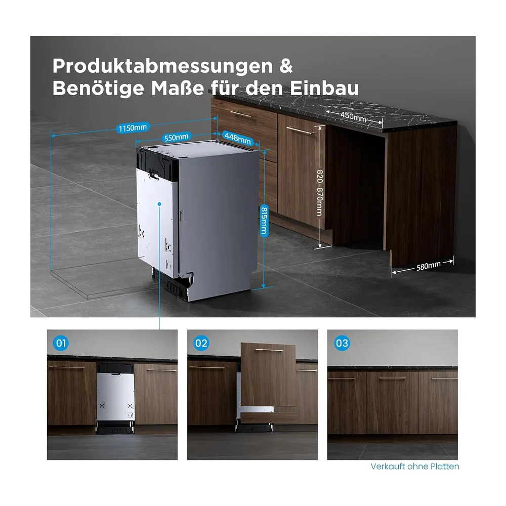Midea Spülmaschine 45 cm Vollintegrierbar 10 Maßgedecke 42 dB Leise EEK B [Energieklasse B] — 3