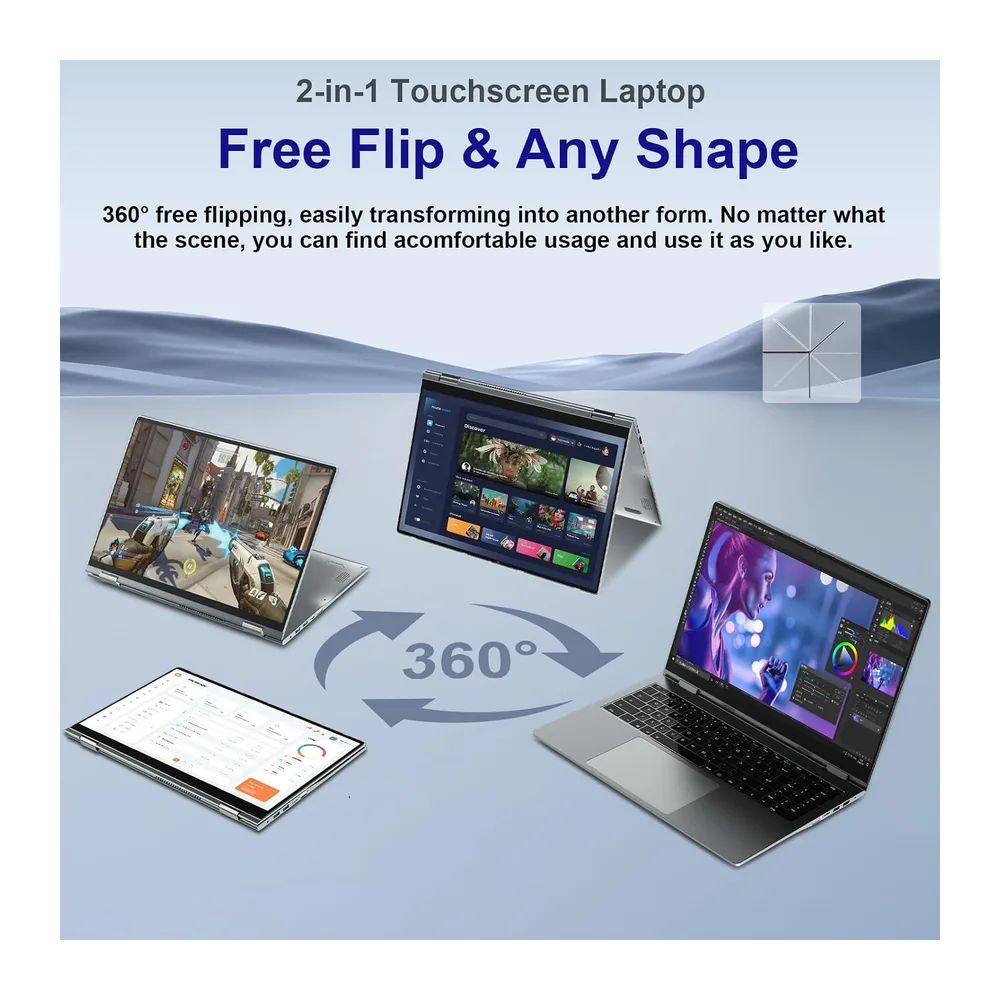 2-in-1 Touchscreen Laptop 16 Zoll, Ryzen 3 3300U, 16GB RAM, 512GB SSD — 5