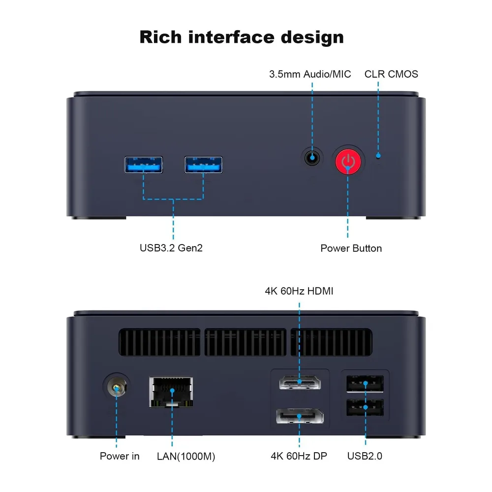 AWOW Mini PC mit N95, 16GB DDR4 RAM, 512GB SSD, 4K UHD, Dual Display, WiFi 5, BT 5.2, Gigabit LAN AK10 — 5