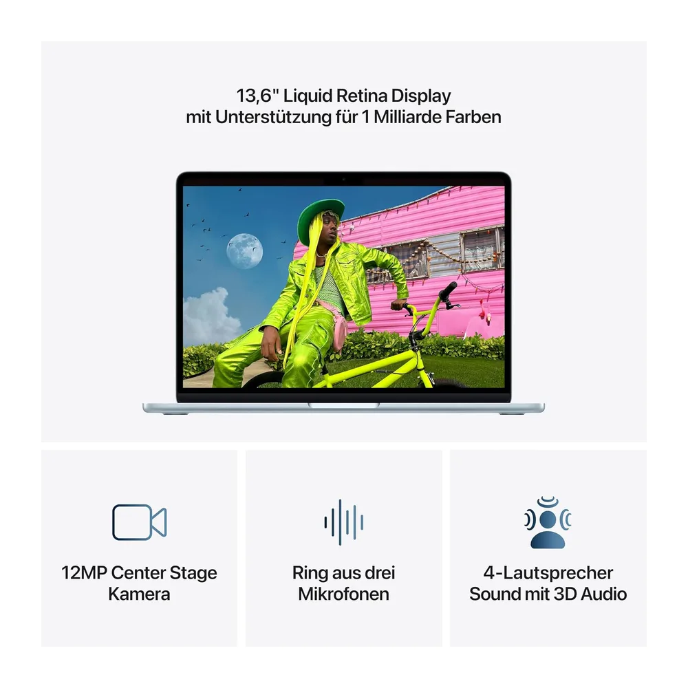 Apple 13" MacBook Air Laptop, M5 Chip mit 10‑Core CPU und 8‑Core GPU: Entwickelt für KI, 13,6" Liquid Retina — 3