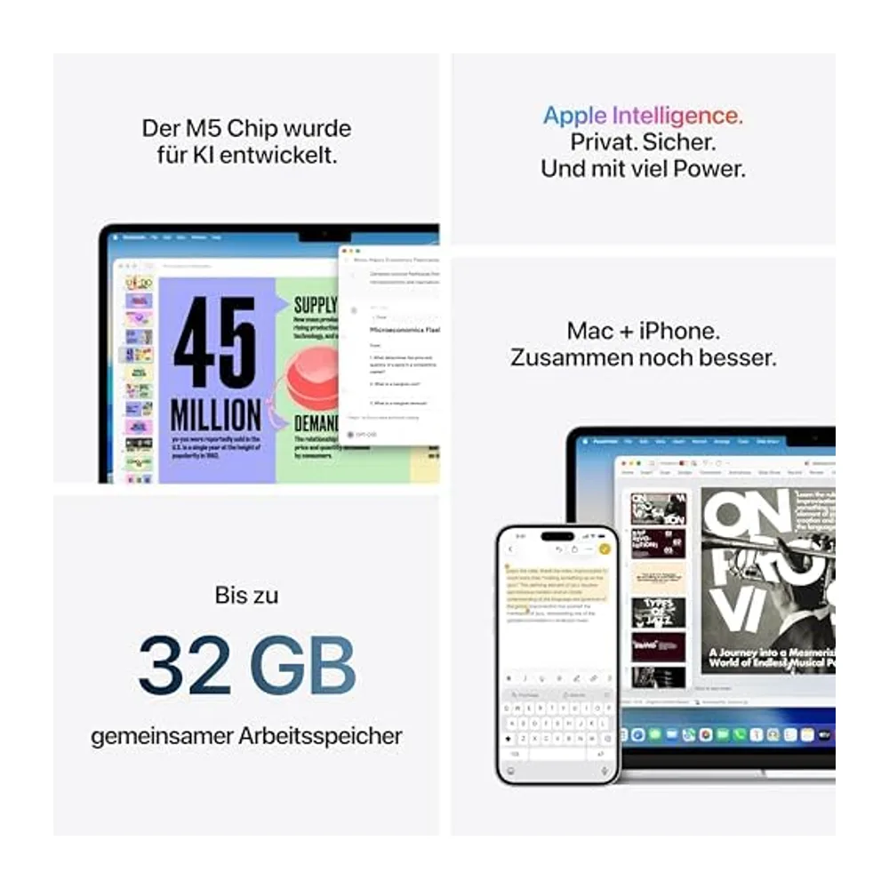 Apple 13,6" MacBook Air M5 Chip mit 10‑Core CPU und 8‑Core GPU: Liquid Retina Display — 5