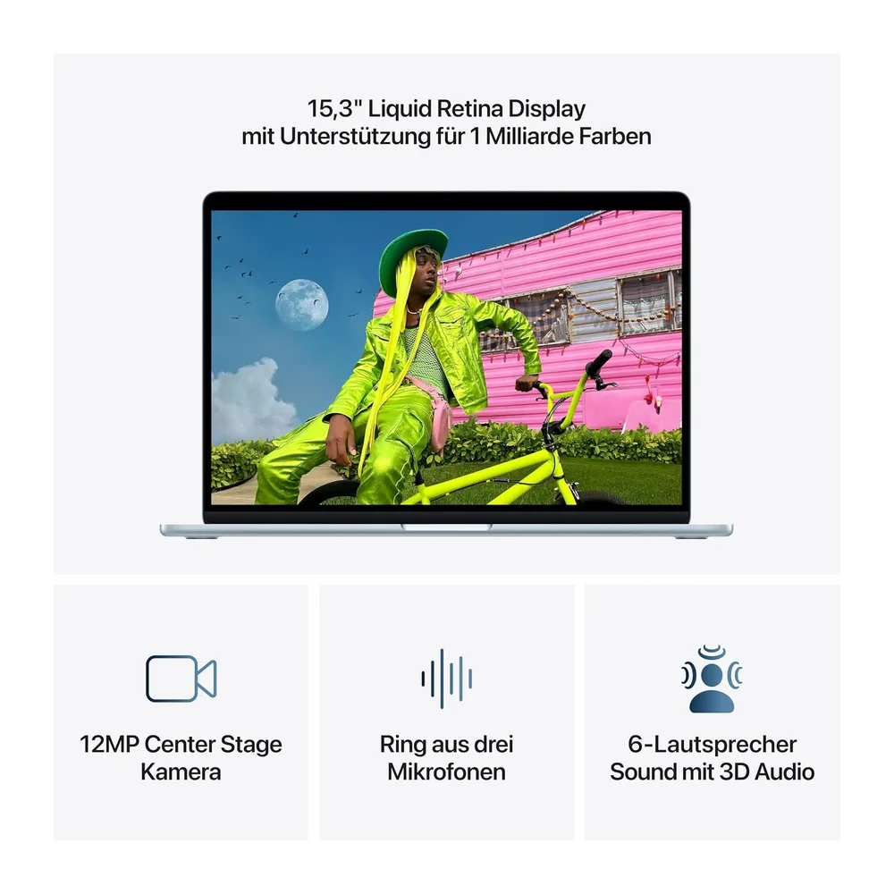 Apple 15" MacBook Air Laptop, M5 Chip mit 10‑Core CPU und 10‑Core GPU: Entwickelt für KI, 15,3" Liquid Retina — 3