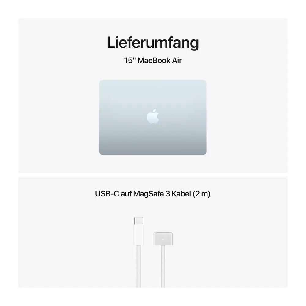 Apple 15" MacBook Air Laptop, M5 Chip mit 10‑Core CPU und 10‑Core GPU: Entwickelt für KI, 15,3" Liquid Retina — 5
