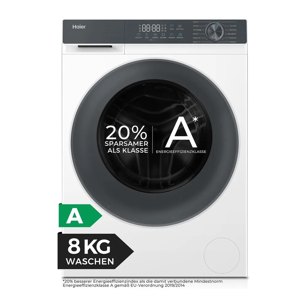 Haier Frontlader Waschmaschine 8kg G3 Serie HW80-BP1427637T [Energieklasse A]