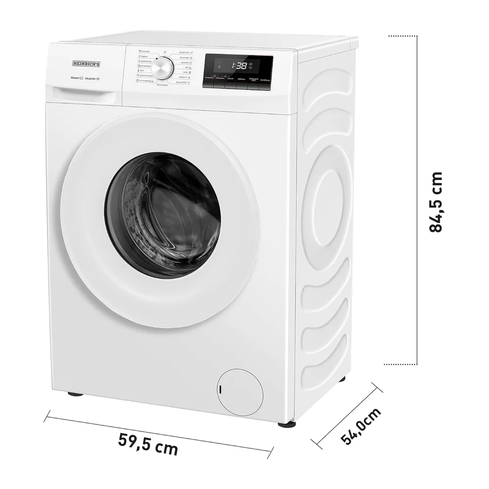 Heinrich´s Waschmaschine | 8kg |15 Programme | 1400 U/min. | Aqua-Stop | LED-Display | inkl. Timer | mit — 2