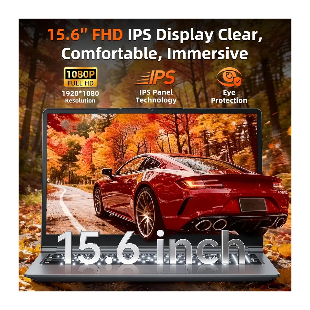 15.6 Zoll Laptop 16GB RAM 512GB ROM, AI-Unterstützung, AMD R5 (übertrifft i5-13420H, bis zu 3.6GHz), FHD — 2