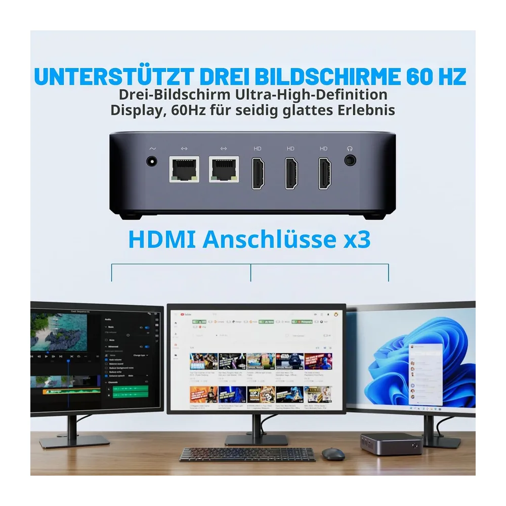 DreamQuest Mini PC Windows 11 Pro, Intel 12. Gen N95 (bis zu 3,4 GHz), 16GB DDR4 512GB M.2 SSD Mini Desktop — 4