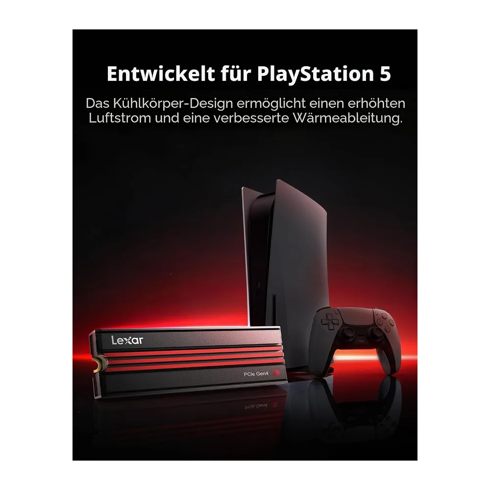 Lexar EQ790 PS5 SSD 4TB, M.2 NVMe 1.4 Interne Solid-State-Festplatte mit Kühlkörper, 2280 PCIe Gen4x4 Intern — 3