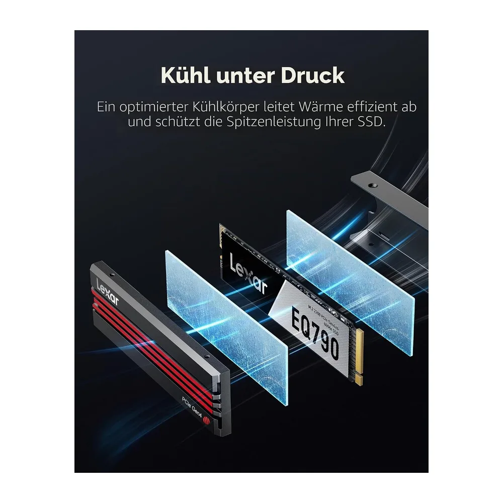 Lexar EQ790 PS5 SSD 4TB, M.2 NVMe 1.4 Interne Solid-State-Festplatte mit Kühlkörper, 2280 PCIe Gen4x4 Intern — 4