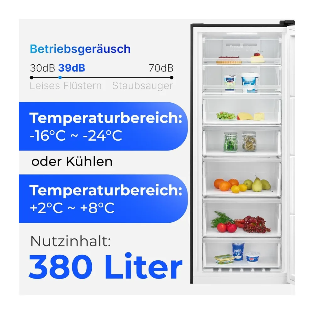 Bomann® Gefrierschrank Nofrost | 70cm breit | 2in1 - auf kühlen umstellbar | 186cm | Tiefkühlschrank | 5 — 6