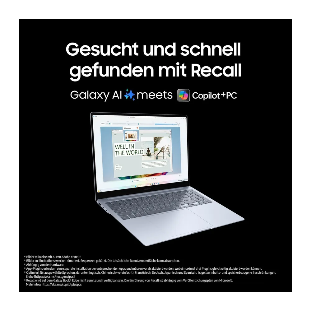 Samsung Galaxy Book4 Edge AI-Laptop, 15,6-Zoll-Display, 16GB RAM, Snapdragon X Plus Prozessor, Notebook 512GB — 3