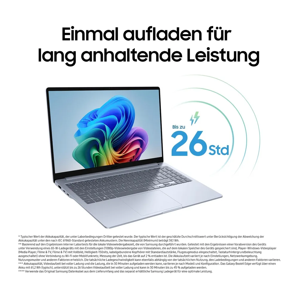 Samsung Galaxy Book4 Edge AI-Laptop, 15,6-Zoll-Display, 16GB RAM, Snapdragon X Plus Prozessor, Notebook 512GB — 6
