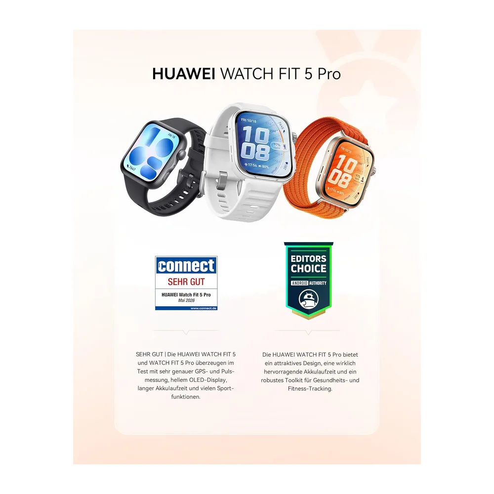 HUAWEI Watch FIT 5 Pro Smartwatch, GPS, Fitness Tracker mit EKG, Orange — 2